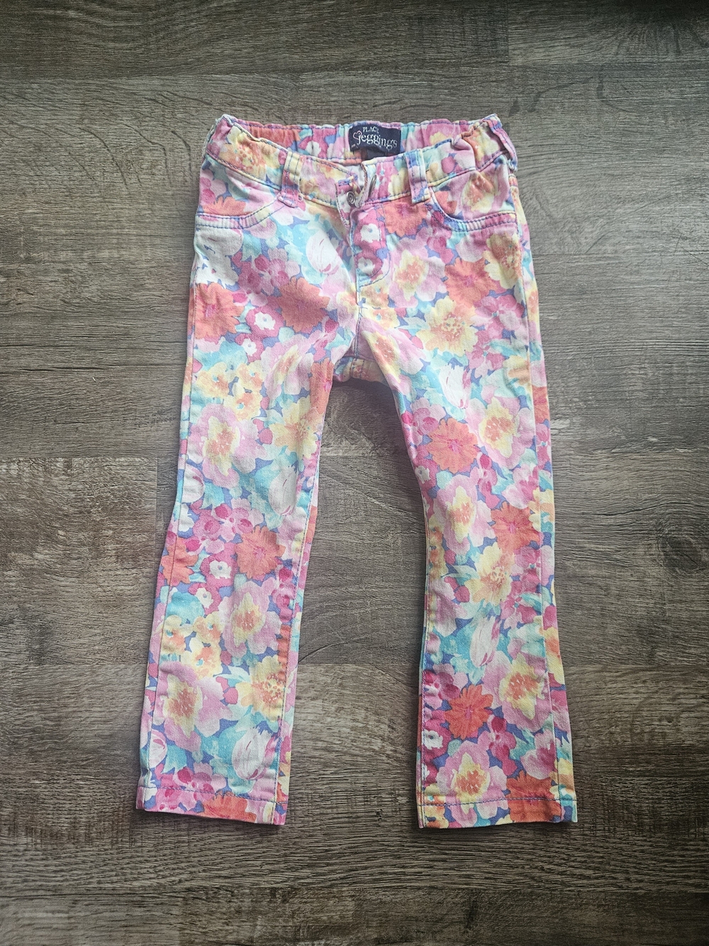 The Children's Place Multicolor Floral Jeans - Pink, Yellow, Blue